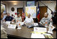 President George W. Bush is joined by FEMA Administrator Secretary David Paulison, left, Texas Governor Rick Perry and Texas National Guard Lt. General Charles Rodriguez, right, during a briefing Monday, Sept. 1, 2008 at the Texas Emergency Operations Center in Austin, Texas, for the most recent update on Hurricane Gustav. White House photo by Eric Draper