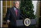 President George W. Bush delivers a statement Friday, Sept. 26, 2008, outside the Oval Office of the White House regarding the negotiations to finalize legislation on the financial rescue package. Said the President, "There are disagreements over aspects of the rescue plan, but there is no disagreement that something substantial must be done. The legislative process is sometimes not very pretty, but we are going to get a package passed. We will rise to the occasion. Republicans and Democrats will come together and pass a substantial rescue plan." White House photo by Chris Greenberg