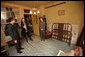 Mrs. Laura Bush and daughter Barbara Bush visit the Lower East Side Tenement Museum in New York City, Friday, Oct. 24, 2008. The tour led by the museum's Vice President of Public Affairs, Mr. David Eng. Mrs. Bush said that it is important for all Americans to remember where we have come from and reflect on our history. She added that the museum makes it possible for visitors to see the past and remind us of our heritage in a diverse, thriving and immigrant culture. White House photo by Chris Greenberg