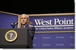 President George W. Bush addresses his remarks to West Point cadets Tuesday, Dec, 9, 2008, at the United States Military Academy in West Point, N.Y.  White House photo by Eric Draper