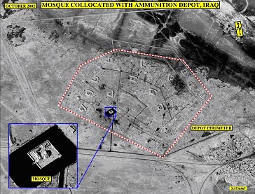 Photo showing Mosque collocated with ammunition depot in Iraq, October, 2002