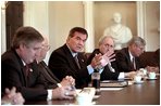 Governor Ridge meets with members of Congress, Vice President Cheney (pictured to Governor Ridge's left) and President Bush (not pictured) in the Cabinet Room Oct. 24, 2001.