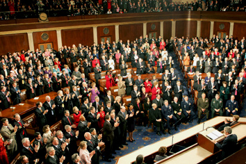 President George W. Bush receives a standing ovation during his State of the Union Address at the U.S. Capitol, Wednesday, Feb. 2, 2005. White House photo by Susan Sterner.