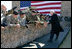 Vice President Dick Cheney greets U.S. Army troops Tuesday, Feb. 26, 2008 during a rally for the First Cavalry Division at Fort Hood, Texas.