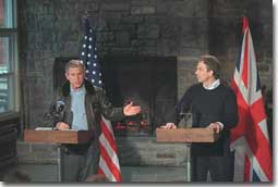 President George W. Bush and Prime Minister Blair in Joint Press Conference.