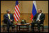 President George W. Bush and President Vladimir Putin of Russia, meet Friday, Sept. 7. 2007, in Sydney prior to the opening of the Asian Pacific Economic Cooperation summit. Said President Bush of their visit, "We are results-oriented people. We want to help solve problems. And we recognize that we can do better solving problems when we work together."