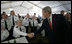 President George W. Bush greets Australian troops during a social lunch Wednesday, Sept. 5, 2007, on Garden Island in Sydney.