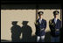 Japanese military honor guards stand at attention at the Guest House in Kyoto, Japan Wednesday, Nov. 16, 2005, where President and Mrs. Bush spent the night before attending the U.S.-Japan summit. 