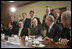 President George W. Bush and fellow APEC leaders participate in a dialogue with members of the APEC Business Advisory Council Friday, Nov. 18, 2005, prior to the opening of the 2005 APEC conference.