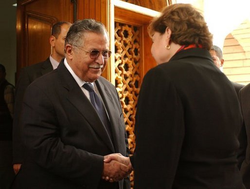 Agriculture Secretary Ann M. Veneman and President Talabani, the current President of the Governing Council in Iraq.