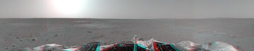 First 3-D Panorama of Spirit's Landing Site. This sprawling look at the martian landscape surrounding the Mars Exploration Rover Spirit is the first 3-D stereo image from the rover's navigation camera. A surface depression nicknamed 