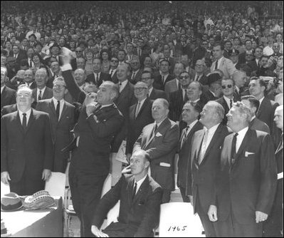 President Lyndon Johnson was the first president to dedicate a new stadium when he watched the first game at Houston's Astrodome in 1968. 