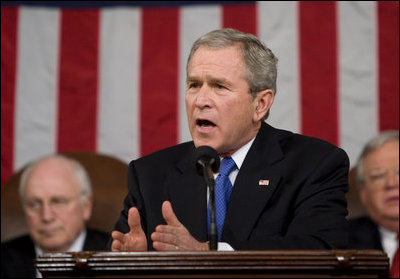El Presidente George W. Bush pronuncia su Discurso sobre el Estado de la Nación el martes 31 de enero de 2006 en el Capitolio. Foto por Eric Draper de la Casa Blanca.