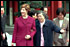Mrs. Bush and Madame Wang, wife of Chinese President Jiang Zemin, walk from a welcoming tea ceremony at Yuan Dian Hall to lunch in the Xiang Yi Dian Hall in the Zhongnanhai compound Friday, February 22, 2002 in Beijing. White House photo by Eric Draper.