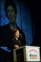 Laura Bush addresses the National Association of Counties Conference in Washington, D.C. Monday, March 3, 2003. Mrs. Bush announced Preserve America, an initiative which highlights the Administration's support of the preservation and enjoyment of the nation's historic places. 