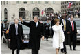 President George W. Bush and Laura Bush lead the Inaugural Parade down Pennsylvania Avenue en route the White House, Thursday, Jan. 20, 2005. Marking the beginning of his second term, President Bush took the oath of office during a ceremony at the U.S. Capitol.