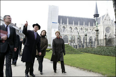 During her first day in Belgium, Laura Bush tours Brussels, Monday, Feb. 21, 2005.