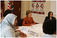 Laura Bush meets with civic leaders at Centre for the Book, an institution established to create a culture of literacy in South Africa, Tuesday, July 12, 2005 in Cape Town.