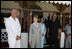 Laura Bush visits with President Amani Abeid Karume, pictured in black, at right, in Zanzibar, Tanzania, Thursday, July 14, 2005.
