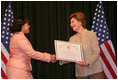 Laura Bush hands out awards at the Institute of Museum and Library Services (IMLS) ceremony, March 14, 2005 at the Hotel Washington in Washington, D.C.
