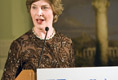 First Lady Laura Bush speaks to guests at the New York Historical Society during a New York History Makers Gala awards presentation in honor of Tom Bernstein and Roland Betts in New York, NY, Tuesday, Nov. 8, 2005.