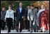 President George W. Bush and Laura Bush arrive at the Bulguksa Temple Thursday, Nov. 17, 2005, in Gyeongju, Korea with Korean President Moo Hyun Roh and his wife Yang-Sook Kwon.