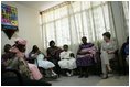 Mrs. Laura Bush visits with patients, their family members and staff at the Korle-Bu Treatment Center Tuesday, Jan. 17, 2006 in Accra, Ghana.