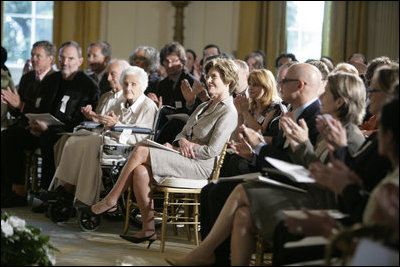 Laura Bush attends the announcement of the Smithsonian's Cooper-Hewitt National Design Awards for 2005 and 2006 in the East Room Monday, July 10, 2006. The design awards recognizes achievements in areas such as architecture, communications and landscape design.