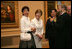 Mrs. Laura Bush and Mrs. Leila Castellaneta, wife of the Italian ambassador, preview the exhibition Bellini, Giorgione, Titian, and the Renaissance of Venetian Painting with at the National Gallery of Art Tuesday, June 14, 2006. The exhibition opens June 18 and runs through September 17, 2006.