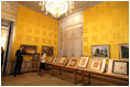 Mrs. Laura Bush is given a tour of one of the gallery rooms at the Albertina Museum in Vienna, Austria, Wednesday, June 21, 2006, by Dr. Klaus Schroeder, director of the museum.