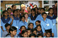 Laura Bush visits Prayas, a home for abused children in Tughlaqabad, New Delhi, India March 2, 2006.