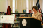 Mrs. Laura Bush announces a Striving Readers grant to Newark Public Schools, during her visit to the Avon Avenue Elementary School, Thursday, March 16, 2006 in Newark, N.J. The Striving Readers grant will be used to support programs to improve students reading skills and become proficient at grade level.