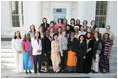 Mrs. Laura Bush is joined by participants in the U.S. State Department's partnership with FORTUNE's Most Powerful Women mentoring program Monday, May 1, 2006 at the White House. The new program provides a significant opportunity for top U.S. women executives to mentor emerging women in businesses from around the world, allowing women from across the globe to spend a month working with mentors in the U.S. to enhance their management and business skills.