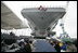 President George W. Bush delivers remarks during the Christening Ceremony of the George H.W. Bush (CVN 77) in Newport News, Virginia, Saturday, Oct. 7, 2006.