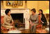 Mrs. Laura Bush talks with Mrs. Kwon Yang-Sook, wife of the President of South Korea, Thursday, September 14, 2006, during a coffee hosted by Mrs. Bush at the White House.