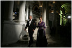 President George W. Bush and Laura Bush walk to the Great Hall of the Library of Congress in Washington, D.C., attending the 2006 National Book Festival Gala, an annual event of books and literature, Friday evening, Sept. 29, 2006.