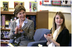 Laura Bush visits Washington Middle School in Washington, D.C. with actress Emma Roberts, Tuesday, May 29, 2007.