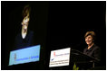 Mrs. Laura Bush delivers remarks to the 2007 Communities In Schools National Conference Thursday, Nov. 1, 2007, in Atlanta. Communities In Schools is the largest dropout prevention organization in the United States and has helped children stay in school for over 30 years.