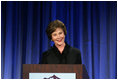 Mrs. Laura Bush addresses the National Park Foundation's Leadership Summit on Partnership and Philanthropy Inaugural Founders Award Dinner Monday, Oct. 15, 2007, in Austin, Texas. "Lady Bird Johnson wanted every American to experience the magic of our national parks. She made park preservation a priority of her husband's administration," said Mrs. Bush. "She championed the National Historic Preservation Act, which President Johnson signed 41 years ago today. The Act launched the first coordinated federal effort to safeguard our country's heritage, and has led to four decades of terrific preservation work throughout the United States." 