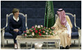 Mrs. Laura Bush meets with His Royal Highness Prince Mishaael bin Majed bin Abdul Aziz, the Governor of Jeddah, upon her arrival Tuesday, Oct. 23, 2007, to Jeddah, Saudi Arabia.