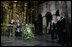President George W. Bush and Mrs. Laura Bush joined by Ukrainian President Viktor Yushchenko and his wife, first lady Kateryna Yushchenko, listen to a musical performance by the Credo Chamber Choir Tuesday, April 1, 2008, during a tour of St. Sophia's Cathedral in Kyiv, Ukraine.