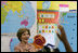 Mrs. Laura Bush participates in a class program with the first grade students of teacher Laura Gilbertson Monday, April 14, 2008, at the Martin Luther King Elementary School in Washington, D.C., to mark the tenth anniversary of Teach for America Week.