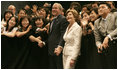 President George W. Bush and Mrs. Laura Bush receive a warm welcome during their visit to Seoul on August 6, 2008.