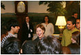 Mrs. Laura Bush speaks with members of the BrazilYouth Ambassadors group during their visit to the White House, Monday, Jan. 14, 2008. The organization promotes intercultural understanding among Brazilian and American youth.