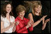 Mrs. Laura Bush and her daughters, Barbara, left, and Jenna applaud from the First Lady's box at the U.S. Capitol, as President George W. Bush delivers his State of the Union Address Monday, Jan. 28, 2008.