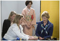 Mrs. Laura Bush watches as Mrs. Svetlana Medvedeva prepares a bowl of tea Monday, July 7, 2008 during a program in Toyako, Japan, for G-8 spouses on traditional Japanese culture. Mrs. Medvedev is the spouse of Russia's President Dmitriy Medvedev.