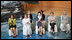 Mrs. Bush participates in a discussion with Junior 8 (J8) members and other G-8 spouses during her visit to the Toyako Town Visitors Center Wednesday, July 9, 2008, in Hokkaido, Japan. Mrs. Bush is joined by from left, Mrs. Sarah Brown, spouse of the Prime Minister of the United Kingdom, Mrs. Svetlana Medvedev, spouse of the President of Russia, Mrs. Kiyoko Fukuda, spouse of the Prime Minister of Japan, and Mrs. Laureen Harper, spouse of the Prime Minister of Canada.