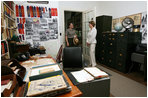 Mrs. Laura Bush is shown the office of Mrs. Carl Sandburg by Jill Hamilton-Anderson during a tour Monday, July 28, 2008, of the Carl Sandburg Home National Historic Site in Flat Rock, N.C.