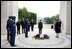Mrs. Laura Bush pauses for a moment of silence after laying a wreath at the Lafayette Escadrille Memorial Wednesday, June 11, 2008, in Marnes la Coquette, France.