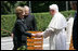 Mrs. Laura Bush meets with His Holiness Pope Benedict XVI, June 13, 2008, accompanied by President Bush.